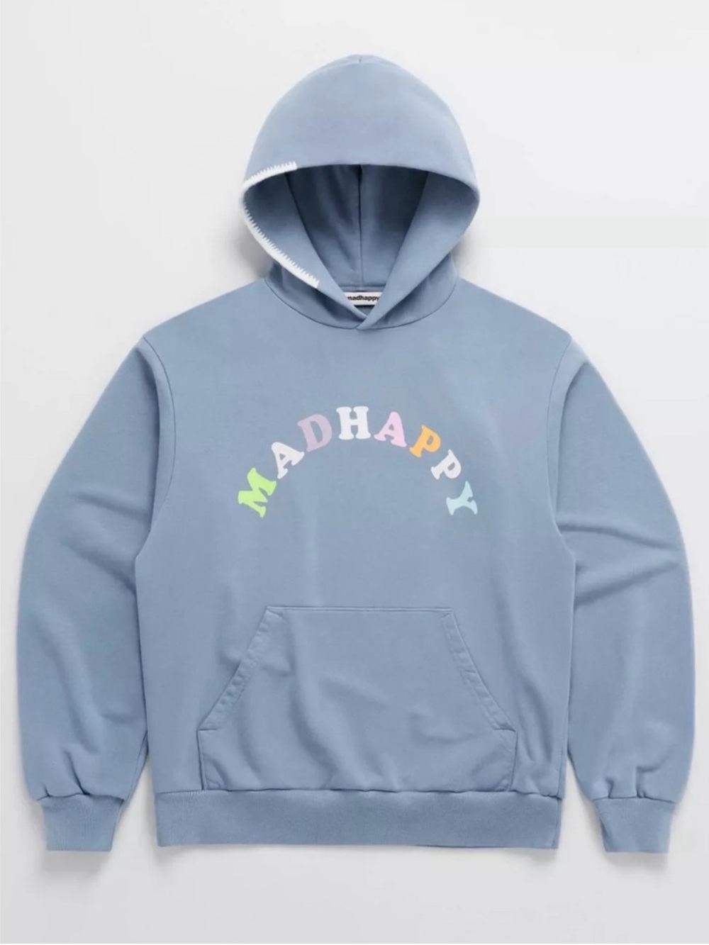Madhappy Light Blue Hoodie with Pastel Rainbow Logo